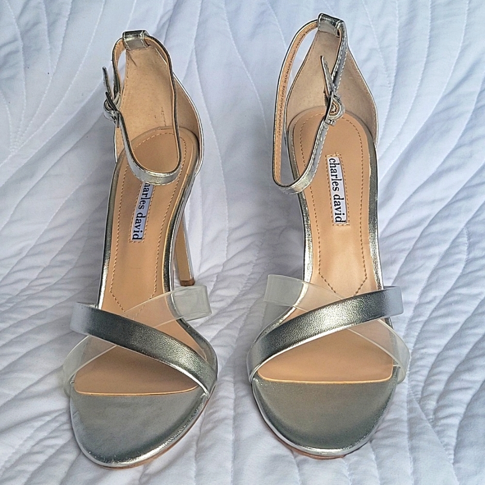 Charles David Women's Courtney Heeled Sandal with band with clear strap - Picture 8 of 12